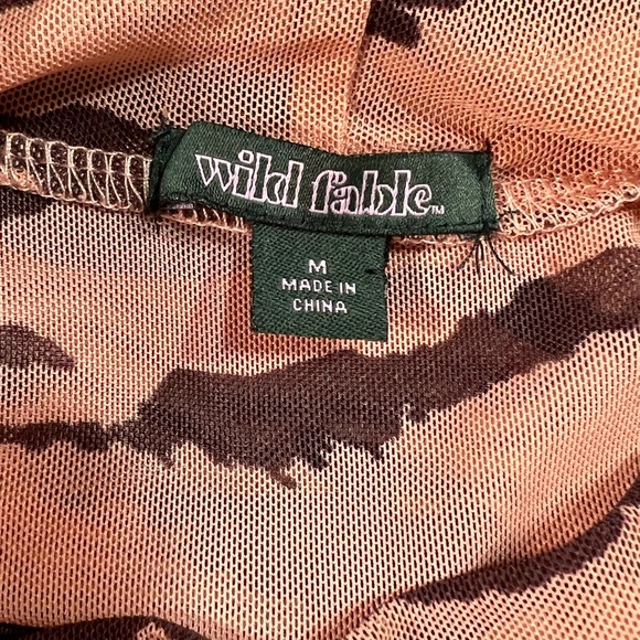 Wild fable Tiger Print mesh chiffon long sleeve Midi dress size medium - Picture 3 of 4